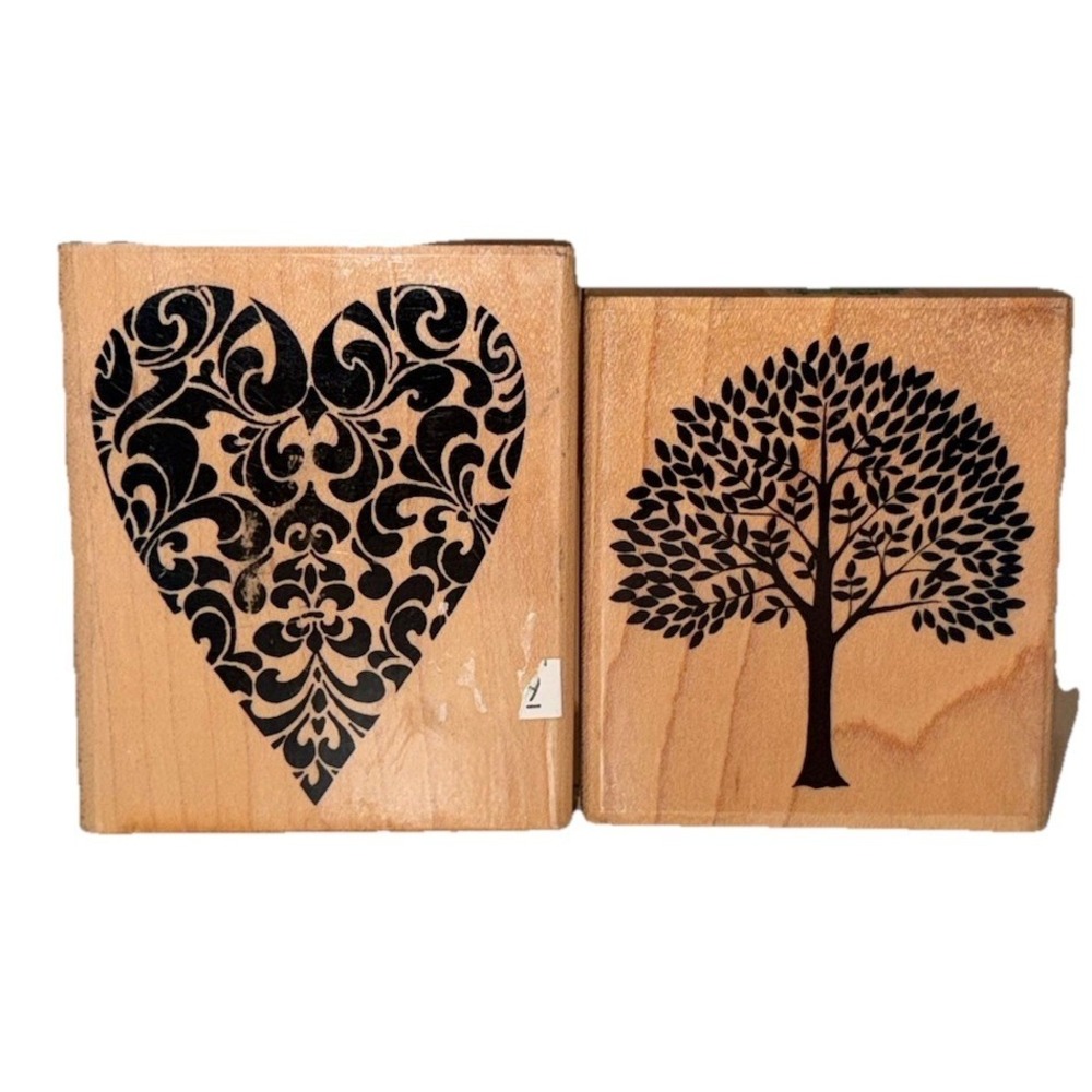 Heart Tree Rubber Stamp Black Stamppendous Penny Black Set of 2
